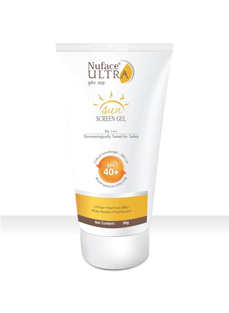 Nuface Sunscreen SPF 40+ Gel, Oil Free, Water Resistant, Matte Finish Effect, UVA & UVB Protection, PA+++ - Image 2