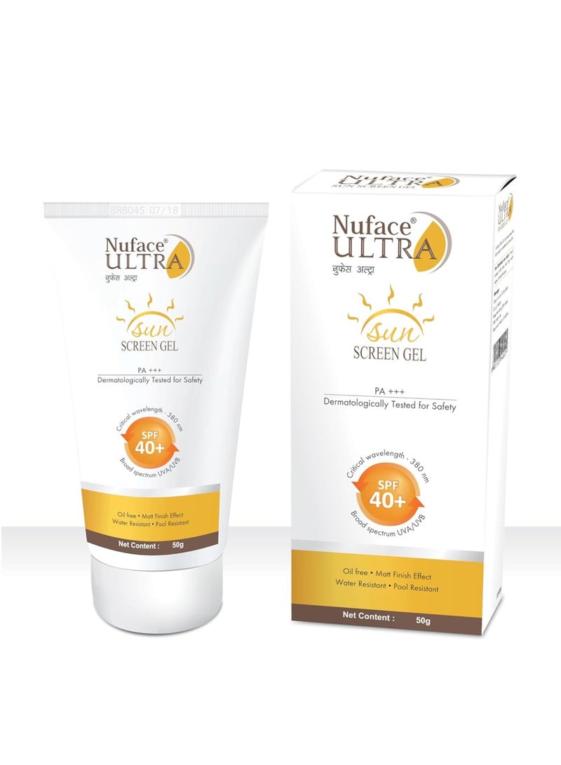 Nuface Sunscreen SPF 40+ Gel, Oil Free, Water Resistant, Matte Finish Effect, UVA & UVB Protection, PA+++ - Image 1