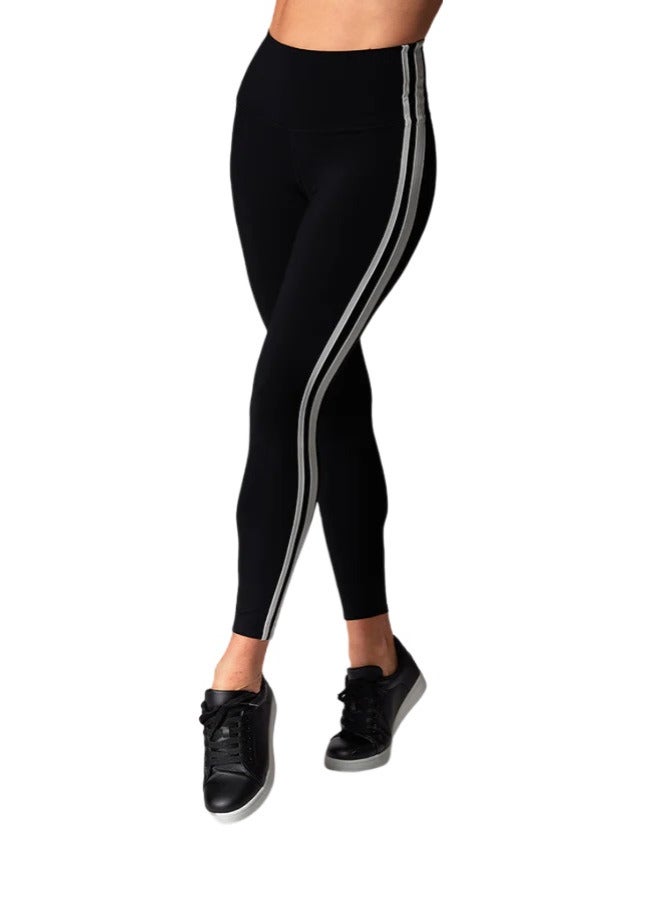 TAVI HIGH WAISTED 7/8 STRIPE TIGHT EBONY COCONUT - Image 1