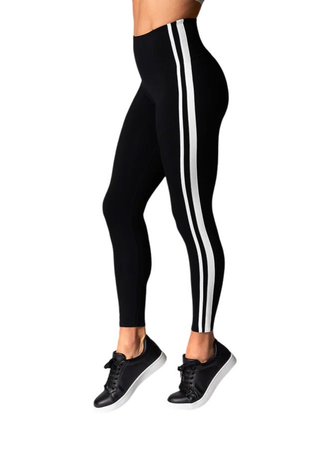 TAVI HIGH WAISTED 7/8 STRIPE TIGHT EBONY COCONUT - Image 2