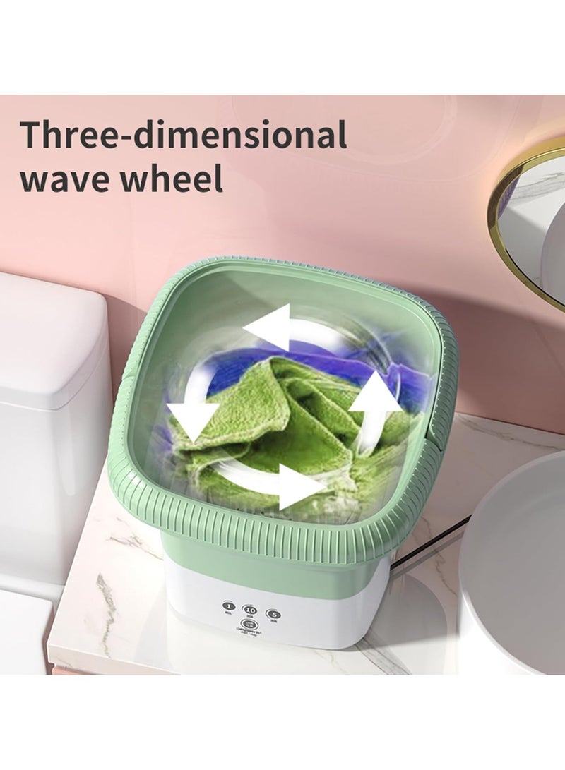 Portable Small Washing Machine,13L Capacity Foldable Mini Washer,Ideal for Baby Clothes, Underwear & Small Items. Perfect for Apartments, Dorms, RVs & Travel (Green) - Image 2