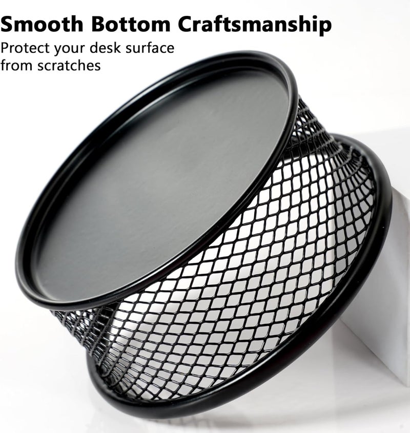DANRONG Paper Clip Holder for Desk, Paper Clip Holders, Mesh Paperclip Holders Metal Paper Clip Dispenser Organizer for Desk Binder Clip Holder Container for Home Office Classroom School, Black 4 Pack - Image 3