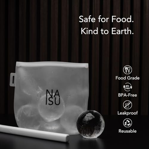 NAISU Clear Ice Silicone Storage Bag – Reusable Freezer Bag for Crystal-Clear Ice Balls & Cubes, Leakproof, Food-Grade, Ideal for Whiskey & Cocktails - Image 5