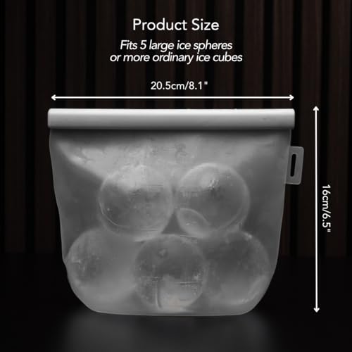 NAISU Clear Ice Silicone Storage Bag – Reusable Freezer Bag for Crystal-Clear Ice Balls & Cubes, Leakproof, Food-Grade, Ideal for Whiskey & Cocktails - Image 4