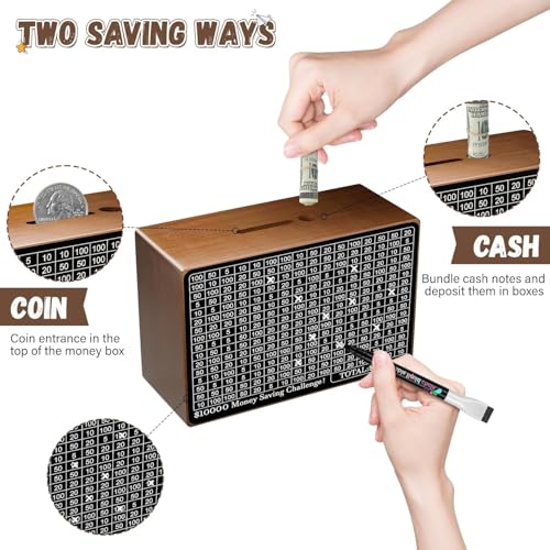 Bonsenkitchen Money Saving Box for Kids and Adults | Wooden Money Bank with Lock | 1 Lakh Saving Box with Numbers | Undiyal Hundi Pig Bank(Regular) - Image 5