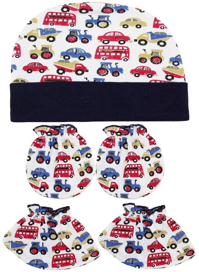 Neska Moda Baby Navy Blue Mittens, Booties with Cap Set 3 Pcs Combo 0 to 6 Months MT59 - Image 1