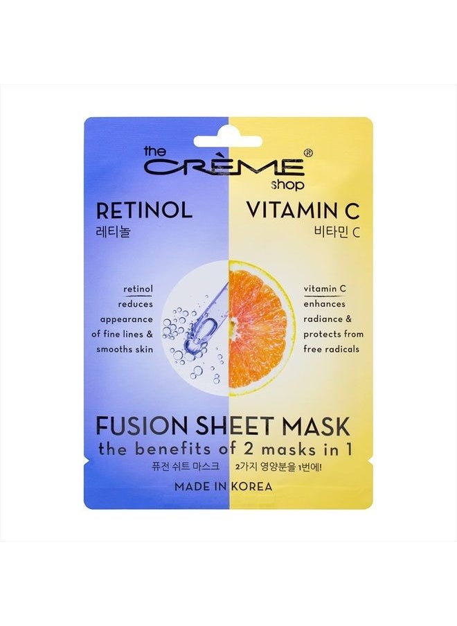 The Crème Shop Retinol & Vitamin C Fusion Sheet Mask, Korean Sheet Mask, Anti-Aging Face Mask Brightens and Plumps Skin, Vitamin C Sheet Mask with Hyaluronic Acid and Retinol (5 Pack)  - Image 1
