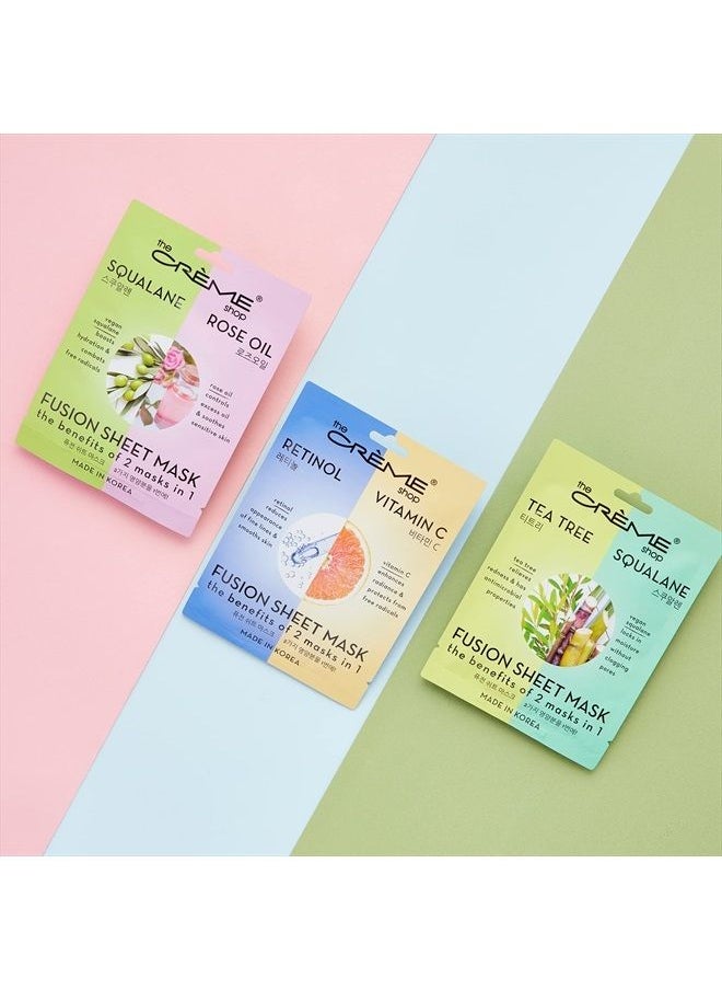 The Crème Shop Retinol & Vitamin C Fusion Sheet Mask, Korean Sheet Mask, Anti-Aging Face Mask Brightens and Plumps Skin, Vitamin C Sheet Mask with Hyaluronic Acid and Retinol (5 Pack)  - Image 4