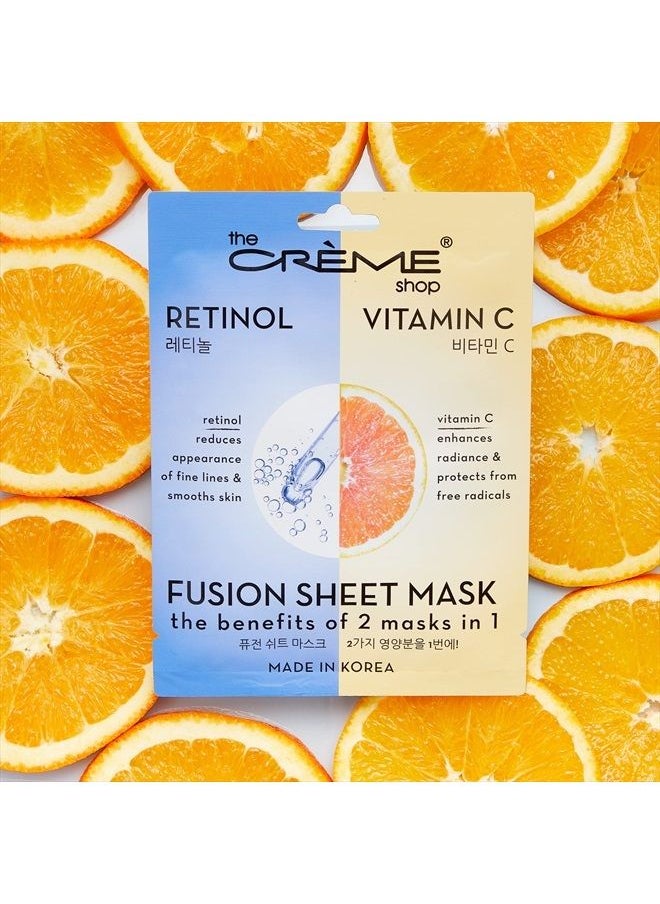 The Crème Shop Retinol & Vitamin C Fusion Sheet Mask, Korean Sheet Mask, Anti-Aging Face Mask Brightens and Plumps Skin, Vitamin C Sheet Mask with Hyaluronic Acid and Retinol (5 Pack)  - Image 3