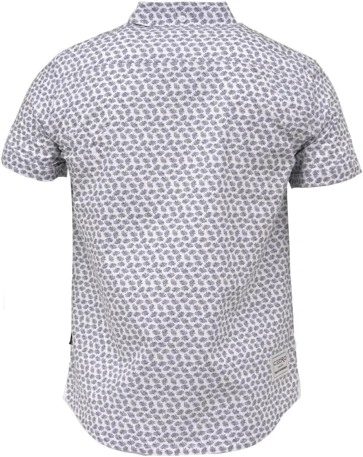 Cedro Men's Digital Print Shirt White Regular Fit