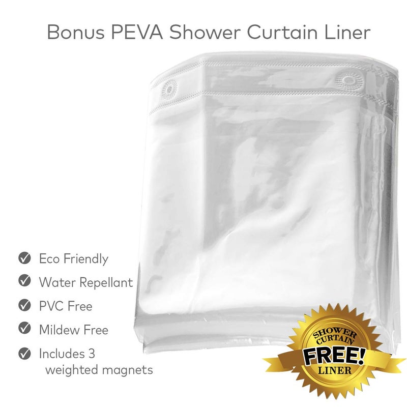 Creative Scents Waffle Fabric White Shower Curtain with Liner Set - Includes Free Clear Liner, Decorative Shower Curtain for Bathroom Set - Rustproof Metal Grommets Waterproof Hotel Quality 72" x 72" Heavy 290 GSM - Image 2