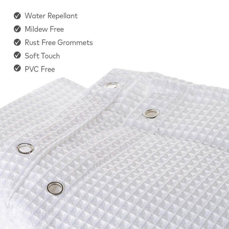 Creative Scents Waffle Fabric White Shower Curtain with Liner Set - Includes Free Clear Liner, Decorative Shower Curtain for Bathroom Set - Rustproof Metal Grommets Waterproof Hotel Quality 72" x 72" Heavy 290 GSM - Image 3