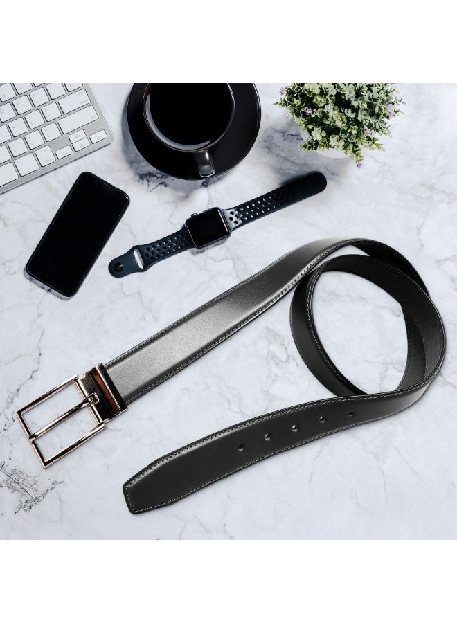 Mont Hawk Men's Genuine Leather Belt – Premium 100% Leather Dress & Casual Belt with Adjustable Clamp Buckle, 35mm Wide Durable Formal Business Waist Belt for Men - Image 4