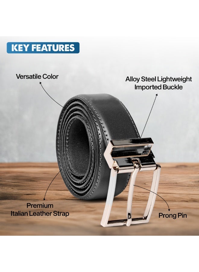 Mont Hawk Men's Genuine Leather Belt – Premium 100% Leather Dress & Casual Belt with Adjustable Clamp Buckle, 35mm Wide Durable Formal Business Waist Belt for Men - Image 3