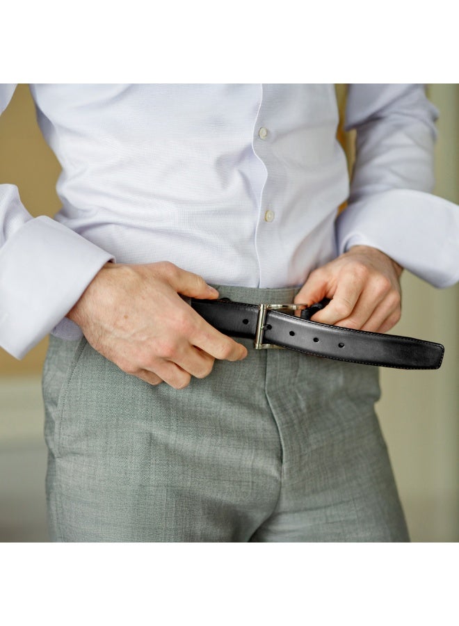 Mont Hawk Men's Genuine Leather Belt – Premium 100% Leather Dress & Casual Belt with Adjustable Clamp Buckle, 35mm Wide Durable Formal Business Waist Belt for Men - Image 5