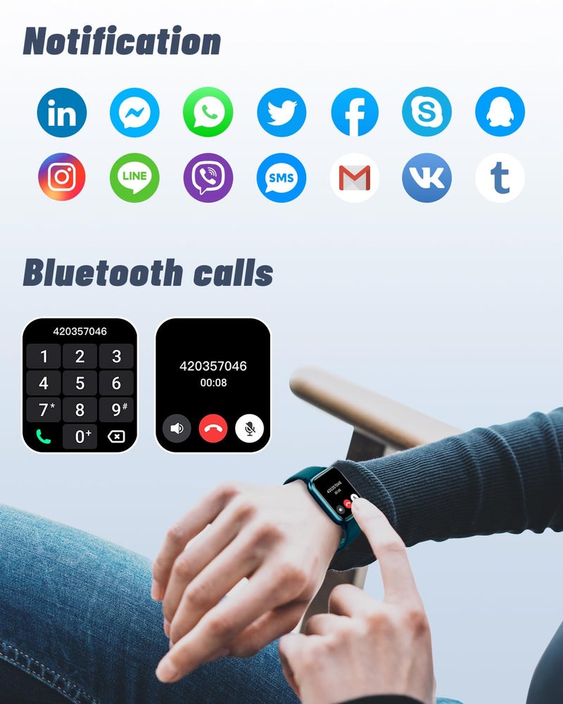 GRV Smart Watch for iOS and Android Phones (Answer/Make Calls), Watches for Men Women IP68 Waterproof Smartwatch Fitness Tracker Watch with Heart Rate/Sleep Monitor Steps Calories Counter (Gem Green) - Image 2