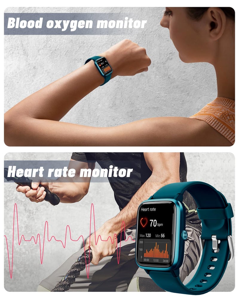 GRV Smart Watch for iOS and Android Phones (Answer/Make Calls), Watches for Men Women IP68 Waterproof Smartwatch Fitness Tracker Watch with Heart Rate/Sleep Monitor Steps Calories Counter (Gem Green) - Image 4
