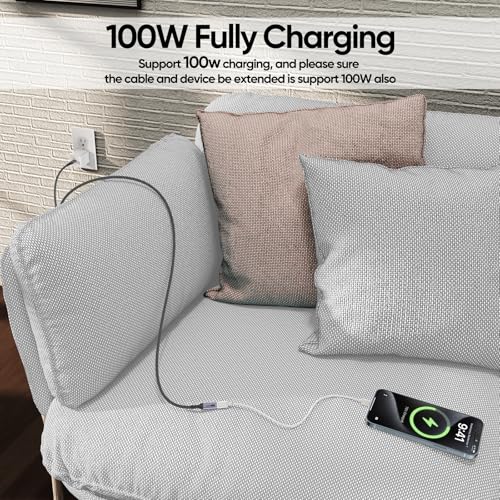 DteeDck USB C Extension Cable 6ft 2 Pack, USB3.2 Gen2 Extender Male to Female Full Function 10Gbps Data Transfer/ 4K@60Hz Video/ 100W Charging, Type C Cord for Monitor Laptop Tablet Phone Dock Hub and more - Image 4