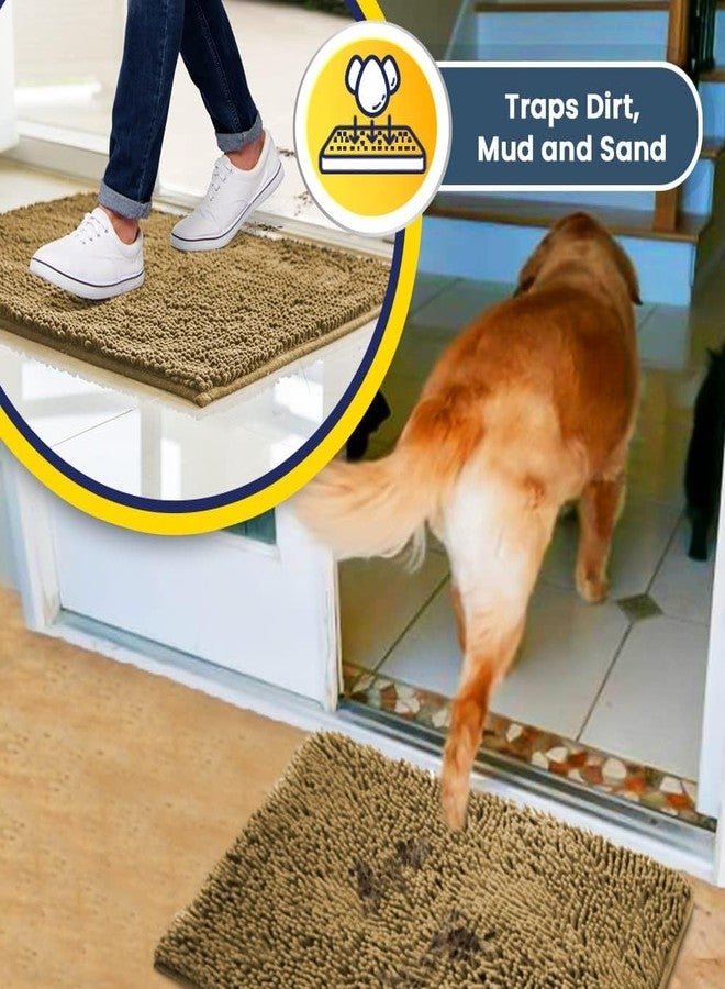 Muddy Mat® 4-Piece Beige Medium 30"X19" AS-SEEN-ON-TV Highly Absorbent Microfiber Door Mat, Bath Mat and Pet Rug, Non slip Thick Washable, Soft Chenille for Kitchen Bathroom Bedroom Indoor and Outdoor - Image 3
