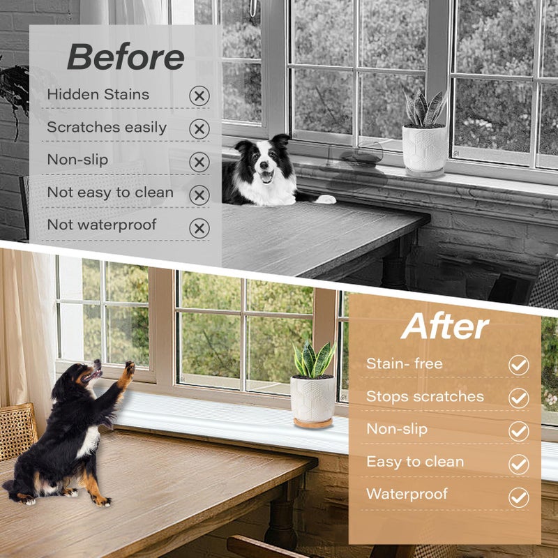 JZHLLA Dog Cat Scratching Windows Sill Protectorï¼ŒRubber Anti Scracting from Dog Cats for Home Furniture Edge Protection Flexible Rubber L-Type 4x1.6inch Non Slip Cuttable(78.7" White) - Image 3
