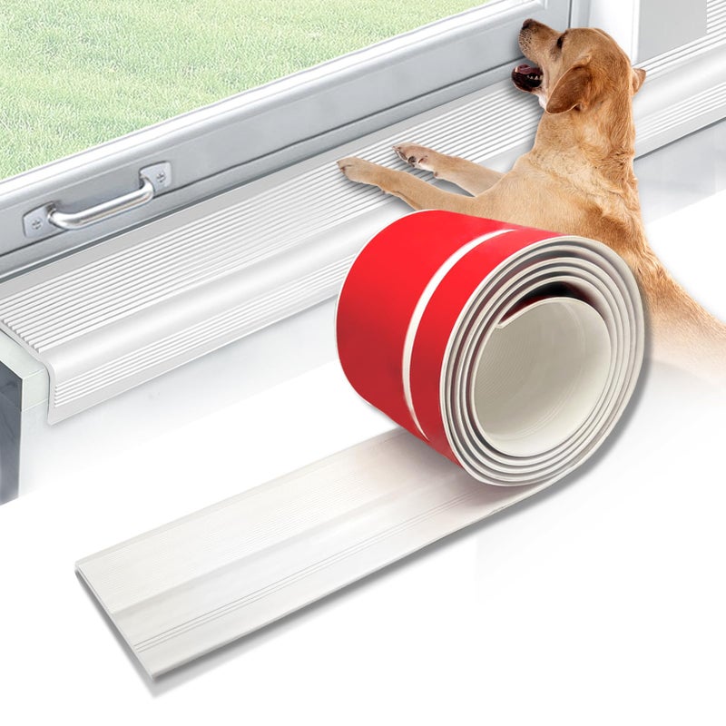 JZHLLA Dog Cat Scratching Windows Sill Protectorï¼ŒRubber Anti Scracting from Dog Cats for Home Furniture Edge Protection Flexible Rubber L-Type 4x1.6inch Non Slip Cuttable(78.7" White) - Image 1