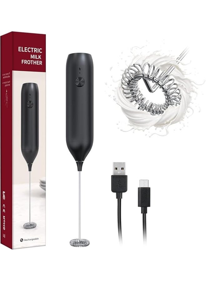 دوشر خفاق حليب كهربائي محمول بالشحن USB-C، بقوة 10 واط، مزود بمضرب من الستانلس ستيل 304، يعمل بضوضاء منخفضة، تصميم مدمج، مثالي لتحضير رغوة القهوة واللاتيه والكابتشينو وكذلك للاستخدام في الخَبز. - Image 1