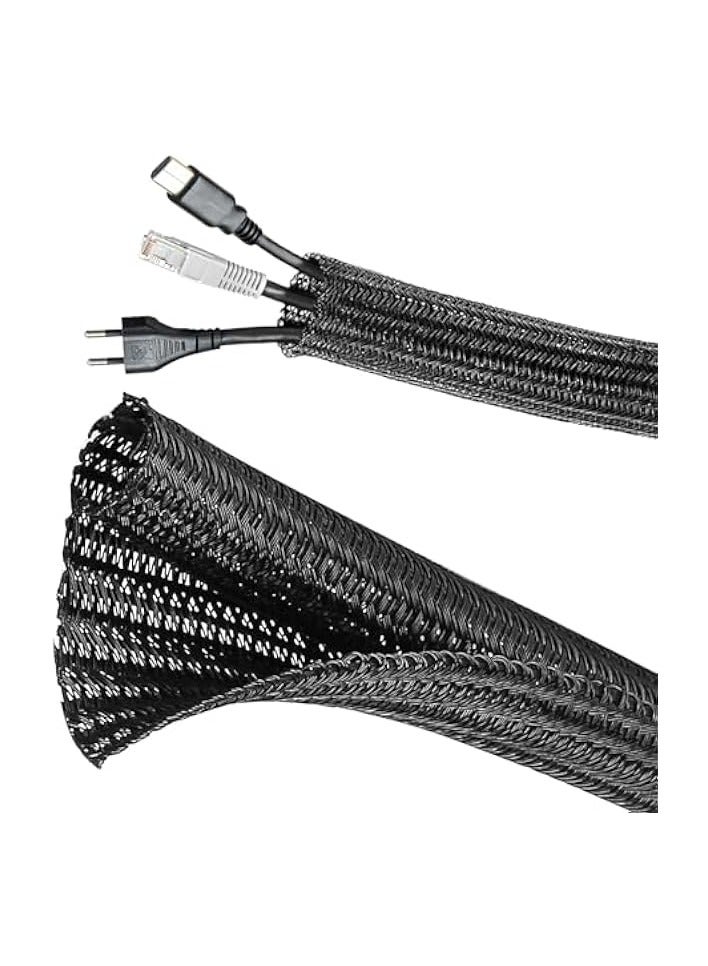 erorex 2M - 13mm Cord Protector Cable Sleeve Cover, Wire Loom Tubing Split Sleeving, Cord Management Organizer Under Desk, Home TV Theater Office Computer Wire Hider Protect Cables from Pet Cat Dog Chewing - Image 1
