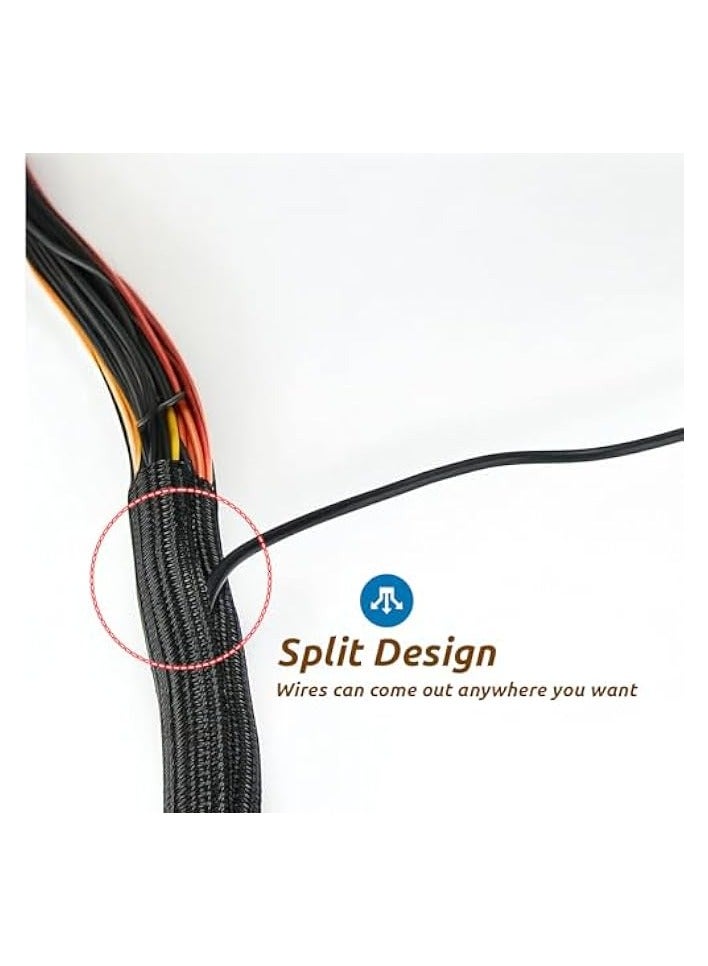 erorex 2M - 13mm Cord Protector Cable Sleeve Cover, Wire Loom Tubing Split Sleeving, Cord Management Organizer Under Desk, Home TV Theater Office Computer Wire Hider Protect Cables from Pet Cat Dog Chewing - Image 2