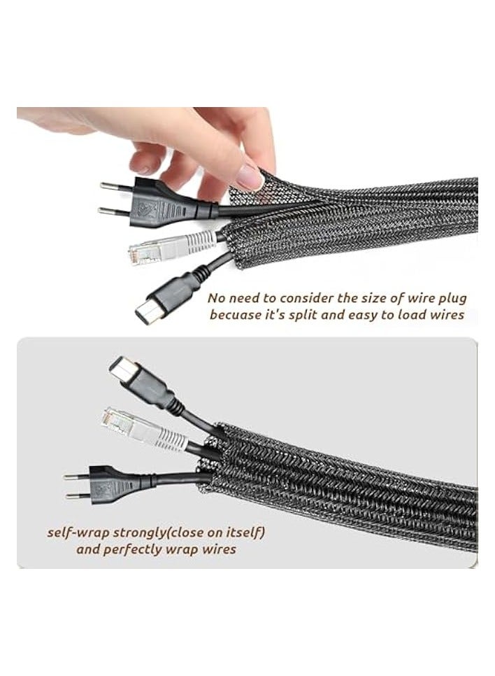 erorex 2M - 13mm Cord Protector Cable Sleeve Cover, Wire Loom Tubing Split Sleeving, Cord Management Organizer Under Desk, Home TV Theater Office Computer Wire Hider Protect Cables from Pet Cat Dog Chewing - Image 4