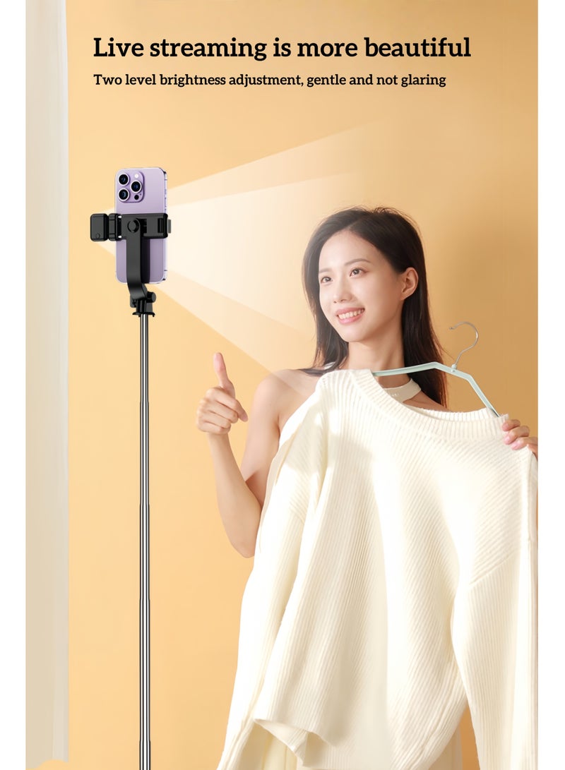 Mobile phone holder, desktop phone holder, live streaming holder, expandable up to 170CM long, with beautiful lighting selfie stick, integrated expandable phone tripod holder, rotating phone tripod with Bluetooth remote shutter, compatible with all phones for group selfies/live streaming/video recording - Image 5