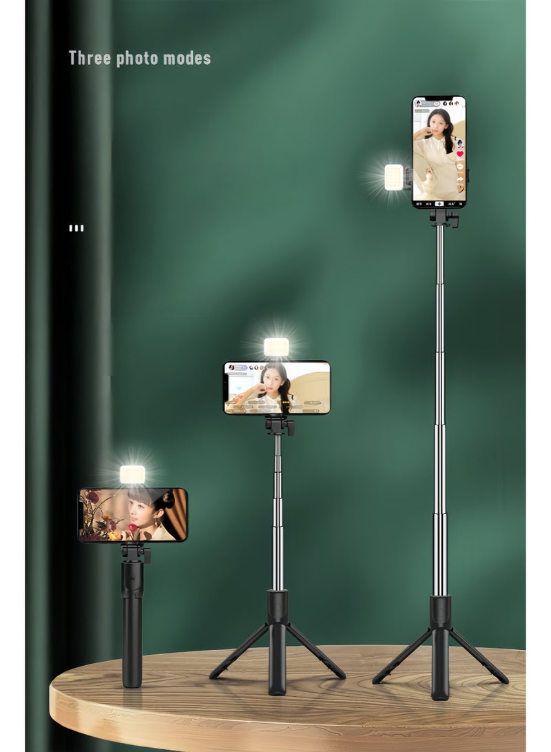 Mobile phone holder, desktop phone holder, live streaming holder, expandable up to 170CM long, with beautiful lighting selfie stick, integrated expandable phone tripod holder, rotating phone tripod with Bluetooth remote shutter, compatible with all phones for group selfies/live streaming/video recording - Image 2