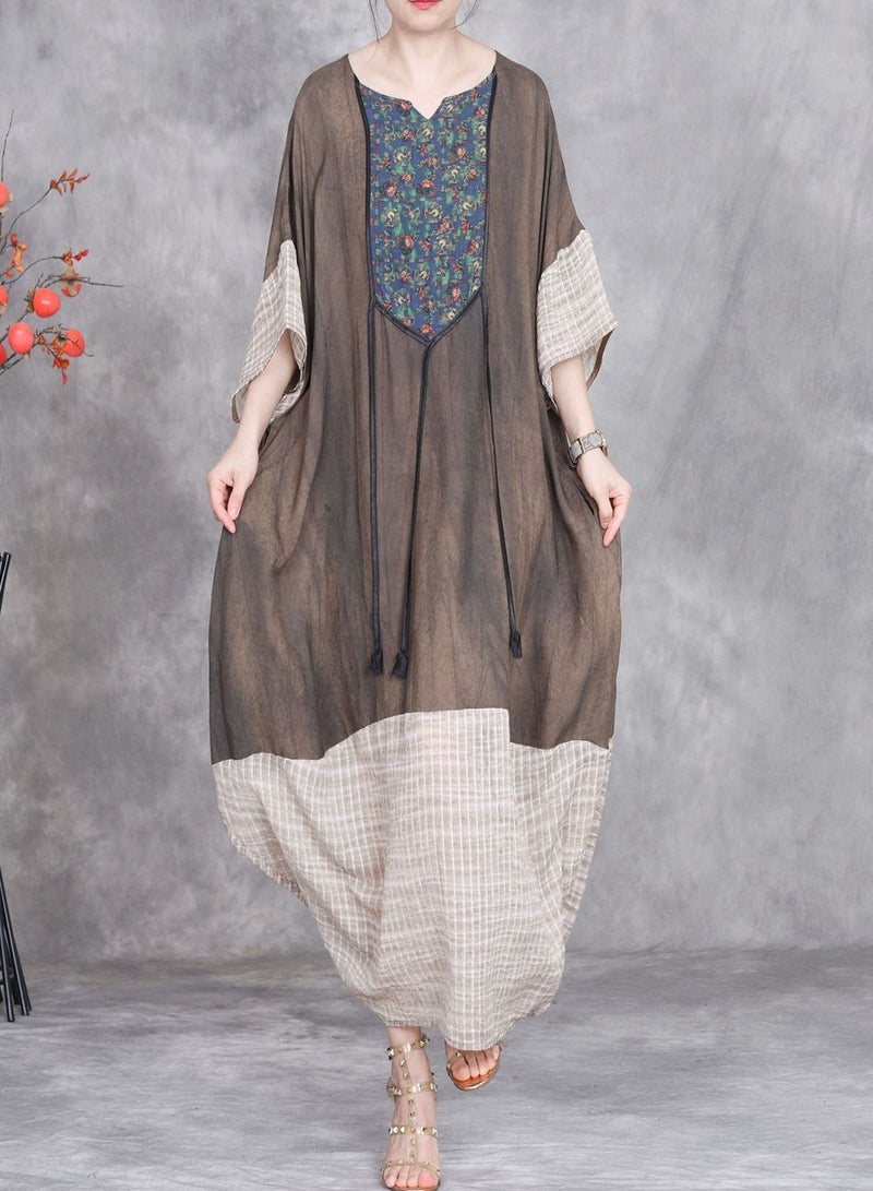 Madam Uniq Printed Cocoon-Shaped Jumpsuit Dress with 3D Decoration - Image 1