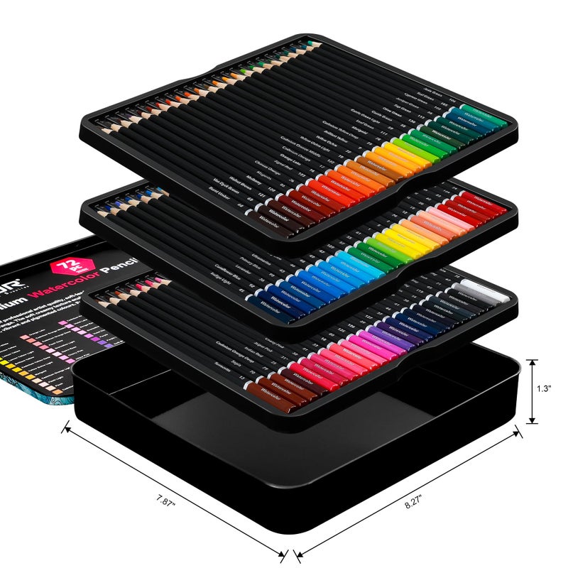 KALOUR Professional Watercolor Pencils with 2 Brush - 72 Colors - Beautiful Blending Effects with Wet or Dry - Ideal for Coloring Book - Water Soluble Pencils for Adults Beginners - Image 5