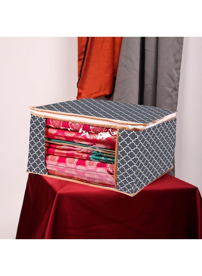 SPECULO SPECULO Saree Cover Non Woven Fabric Clothes Organiser for Wardrobe with Transparent Window & Zip Clothes Storage Bag for Lehenga, Suit, Dress Saree Packing Covers for Clothes (Pack Of 16, Grey)  - Image 4