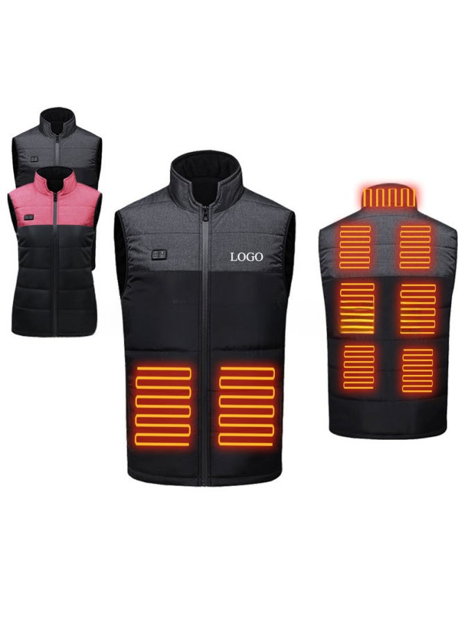 Smart Heating Vest Usb Electric Heating Warm Heating Stand Collar Fleece-lined Vest For Men And Women Same Style - Image 2