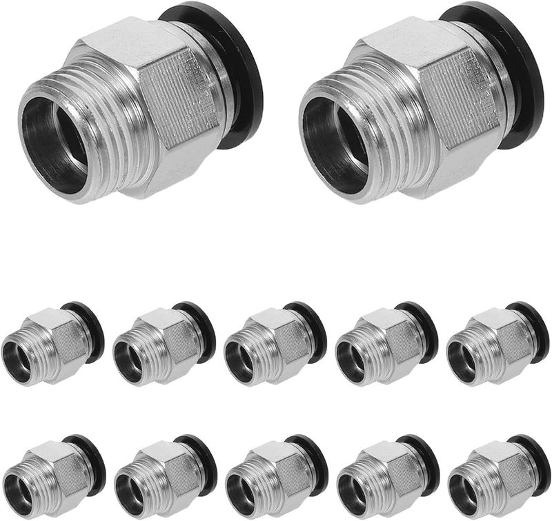 15pcs Pneumatic Quick Connector Straight Male Thread Push-to-connect Air Hose Fittings Adapter for Air Compressors and Pneumatic Tools, Black - Image 1