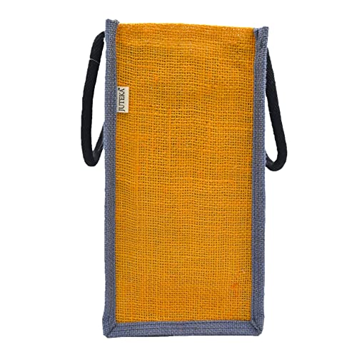 JUTEKA Unisex Multicolor Spacious Jute Bag With Zipper Closure,Full Size Front Pocket And Large Handles,Shopping Tote - Image 4