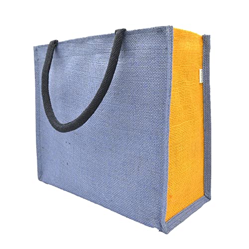 JUTEKA Unisex Multicolor Spacious Jute Bag With Zipper Closure,Full Size Front Pocket And Large Handles,Shopping Tote - Image 1