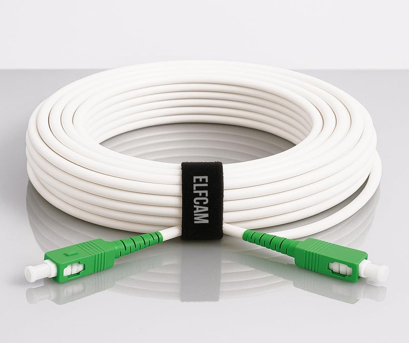 Elfcam® - 0,5m/1.64ft Fiber Optic Cable SCA to SCA Simplex Singlemode 9/125μm LSZH, Patch Cord Cable for FTTH, White Color, 0,5 Meter - Image 4