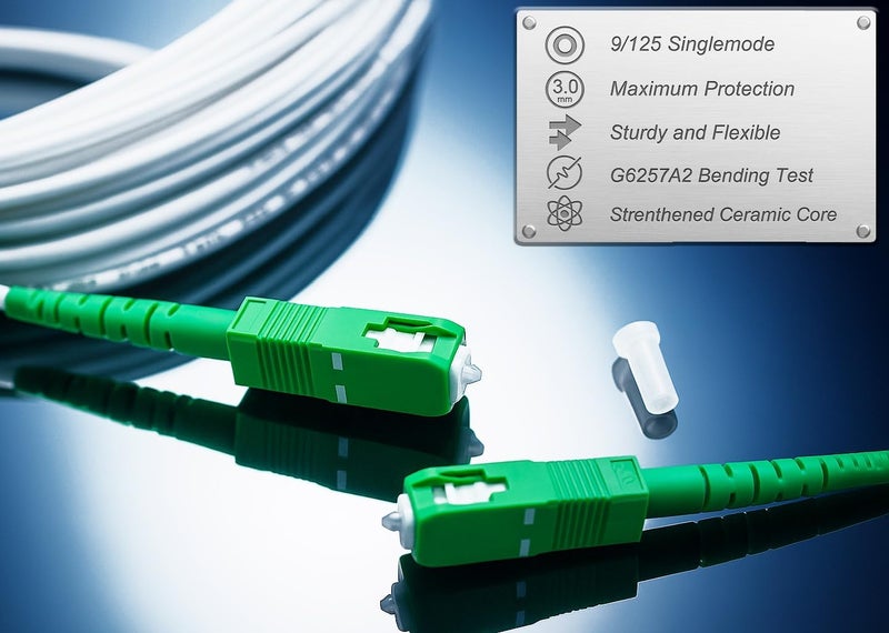 Elfcam® - 0,5m/1.64ft Fiber Optic Cable SCA to SCA Simplex Singlemode 9/125μm LSZH, Patch Cord Cable for FTTH, White Color, 0,5 Meter - Image 3