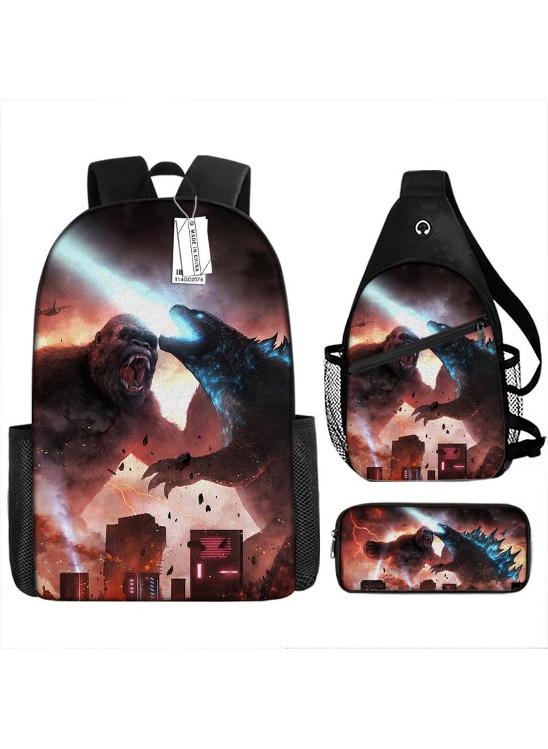 general طقم حقيبة ظهر ثلاثي القطع من غودزيلا ضد كونغ بتقنية الطباعة ثلاثية الأبعاد - Image 1