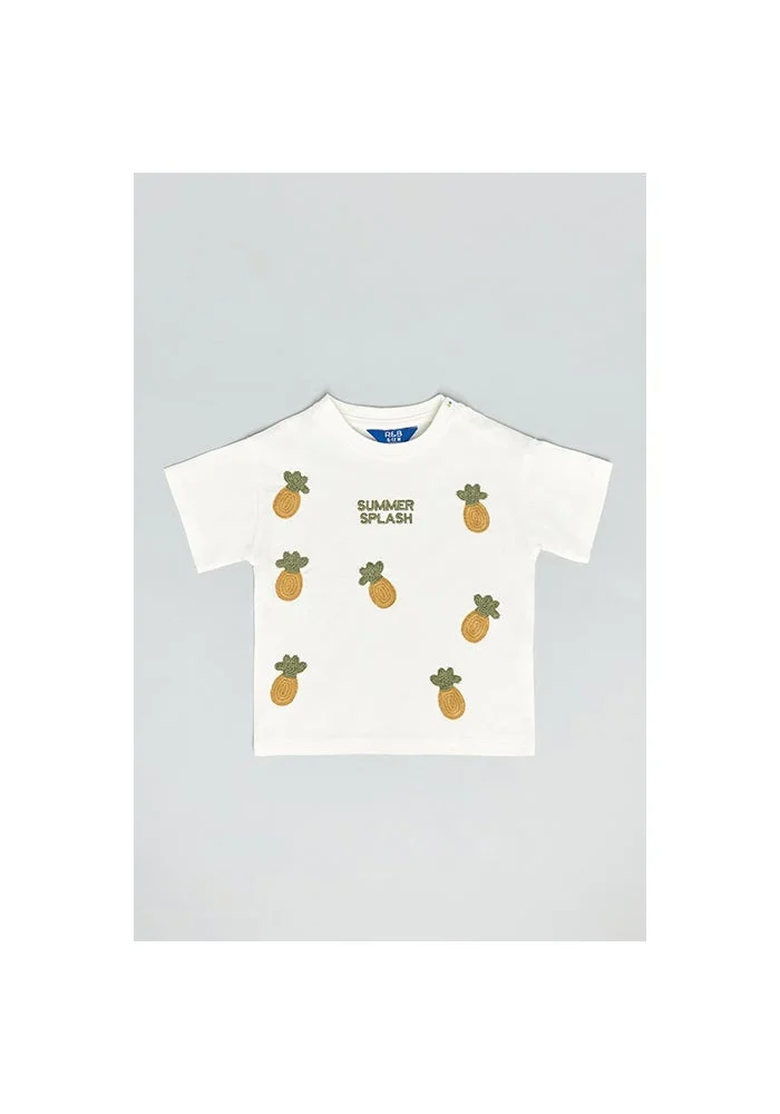 R&b Embroidered T-Shirt with Crew Neck and Short Sleeves