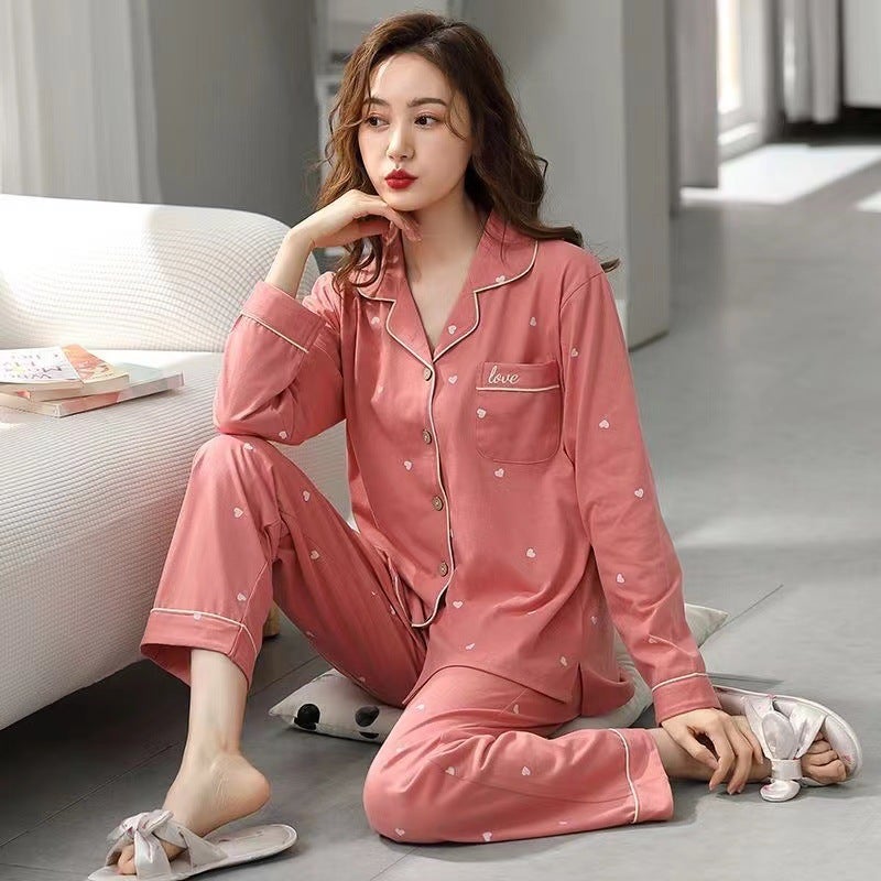 Pajamas Women'S Cotton Long Sleeve Thin Large Size 5Xl Cardigan Middle-Aged Set 100% Cotton Homewear - Image 1