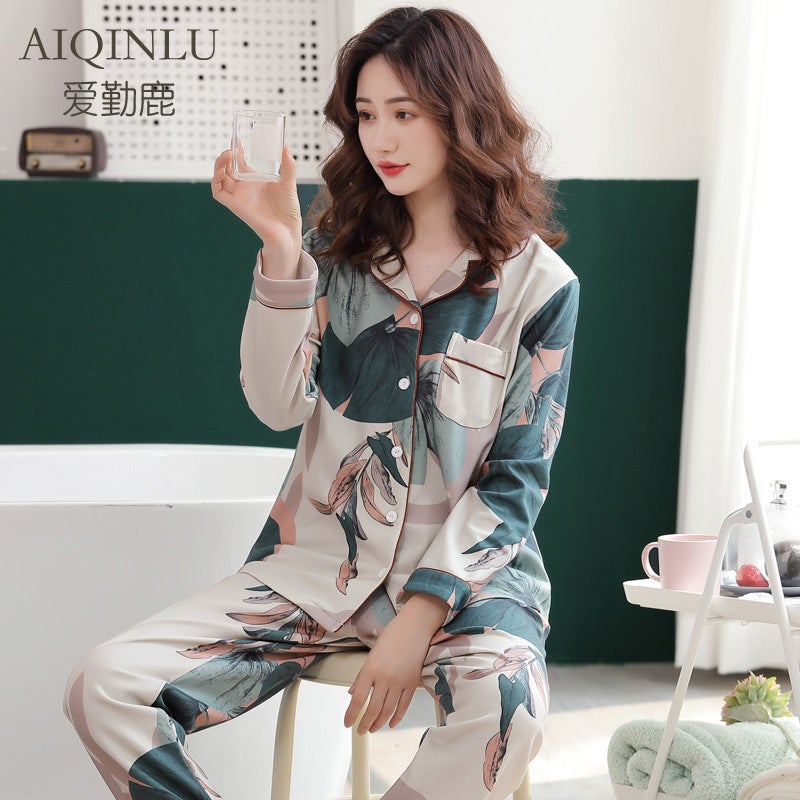 Pajamas Women'S Cotton Long Sleeve Thin Large Size 5Xl Cardigan Middle-Aged Set 100% Cotton Homewear - Image 3