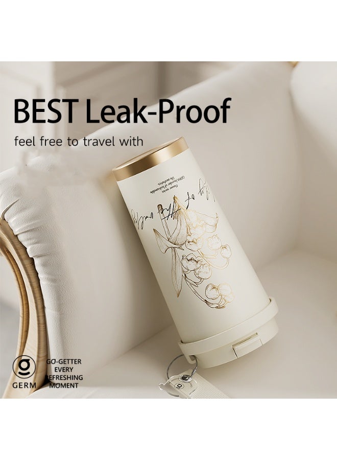 GERM Lily of the Valley Gift Box – GERM 500ml Vacuum Tumbler with Scarf | Antique White Floral Insulated Bottle | Leak-Proof Stainless Steel Travel Mug | Elegant Gift for Women | BPA-Free Thermos - Image 3