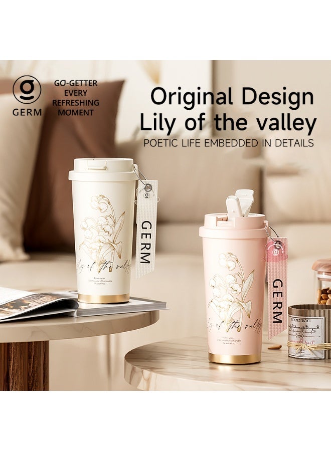 GERM Lily of the Valley Gift Box – GERM 500ml Vacuum Tumbler with Scarf | Antique White Floral Insulated Bottle | Leak-Proof Stainless Steel Travel Mug | Elegant Gift for Women | BPA-Free Thermos - Image 2