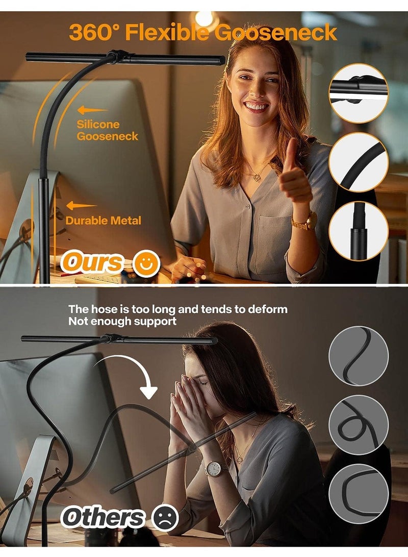 LEOKOR LED Eye Caring Desk Lamp 25 Lighting Modes Desk Lamp Adjustable Flexible Gooseneck Clamp Light for Workbench Drafting Reading Study Black - Image 5