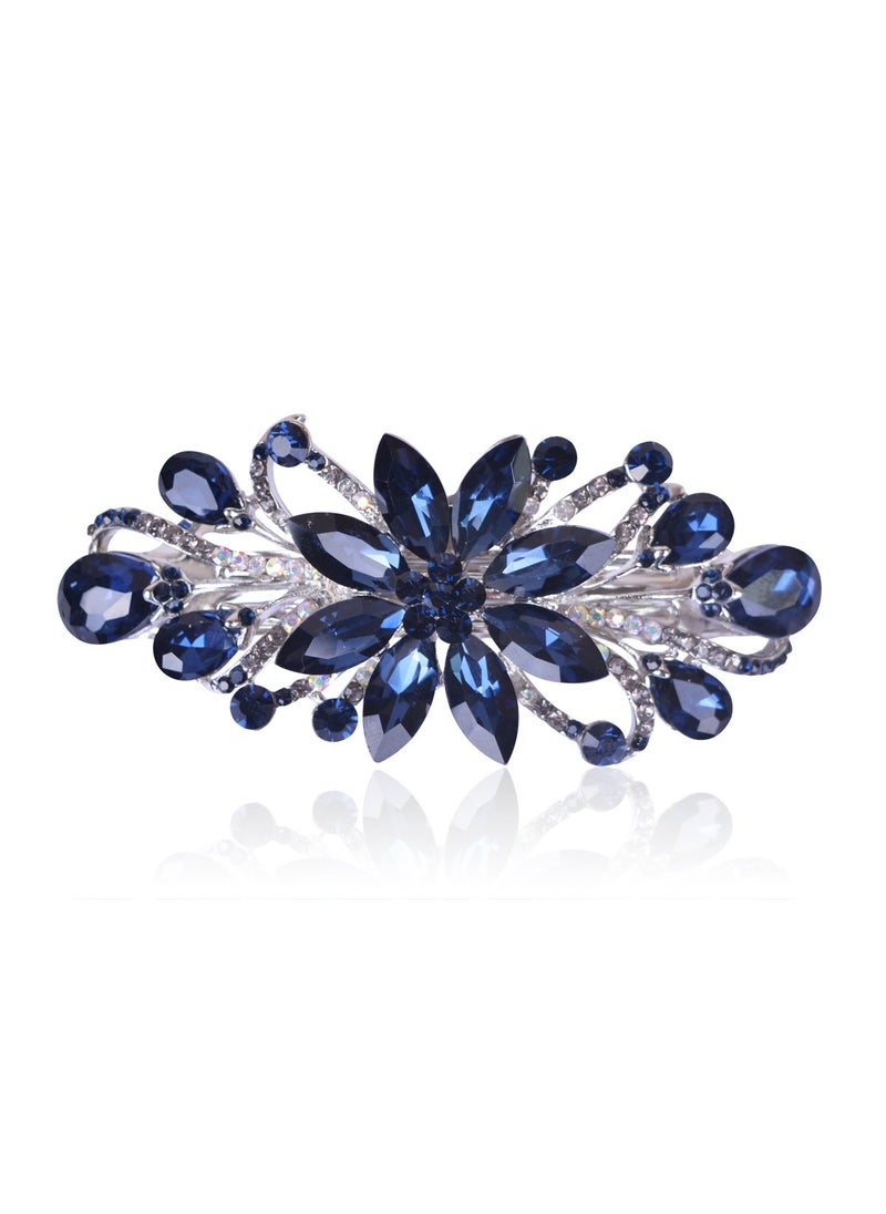 Sankuwen Sankuwen Flower Luxury Jewelry Design Hairpin Rhinestone Hair Barrette Clip,Also Perfect Mother's Day Gifts for Mom(Dark Blue) 