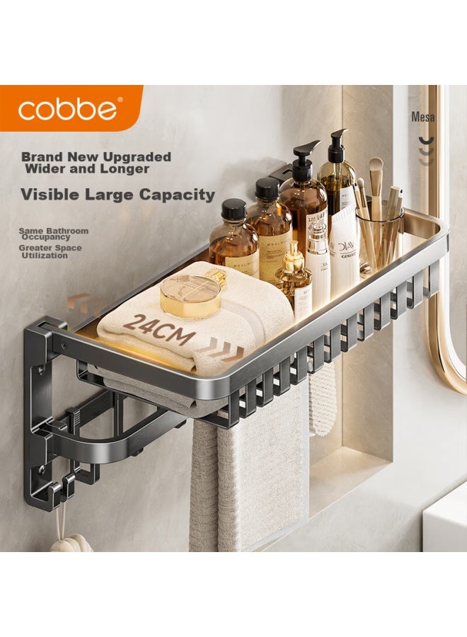 Cobbe Bathroom Storage Rack, Toilet No-drilling Towel Rack, Gun-gray Bath Towel Hanger, Space Aluminum Storage Hooks
