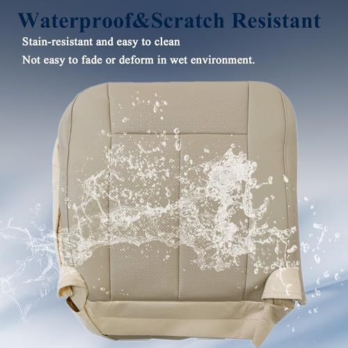 NLQR Front Passenger Side Bottom Perforated Seat Covers Replacement Microfiber Leather Tan Compatible with Ford Expedition 2007 2008 2009 2010 2011 2012 2013 2014 - Image 2